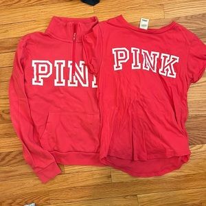PINK shirt and crewneck 2 pack in a size xs(shirt) and medium (crewneck) in pink